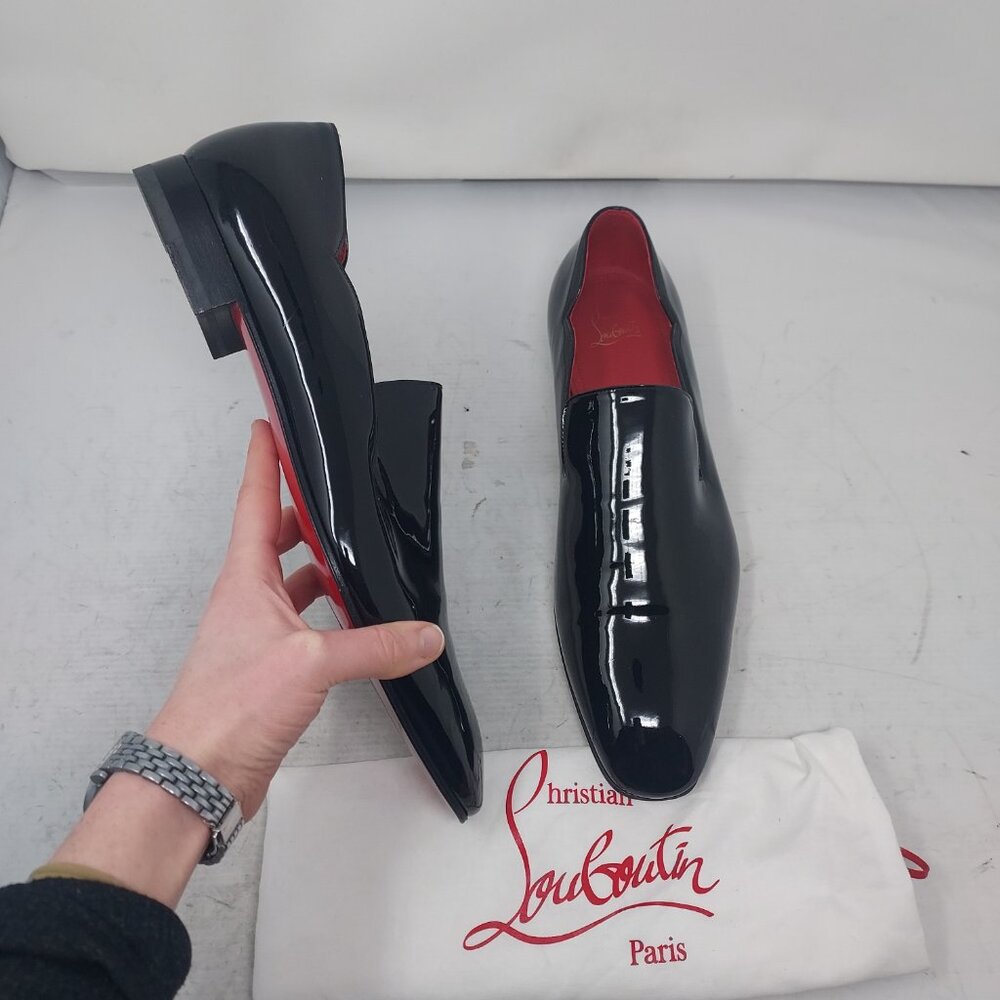 NEW!!! Authentic Christian Louboutin Black Patent Leather Slip-On Loafers